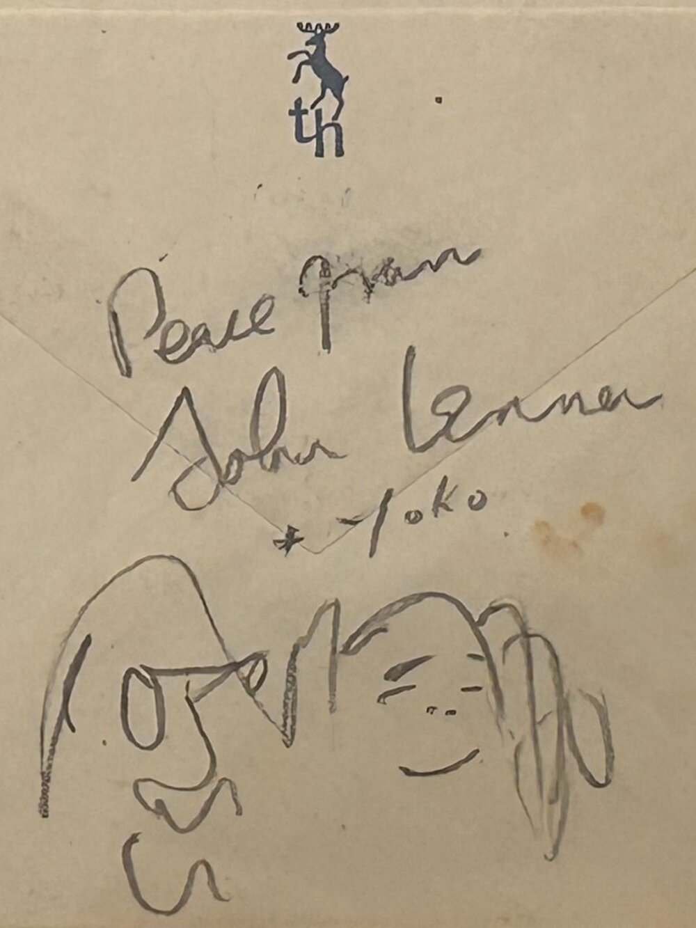 John & Yoko Ono Lennon - Autographs and self portraits